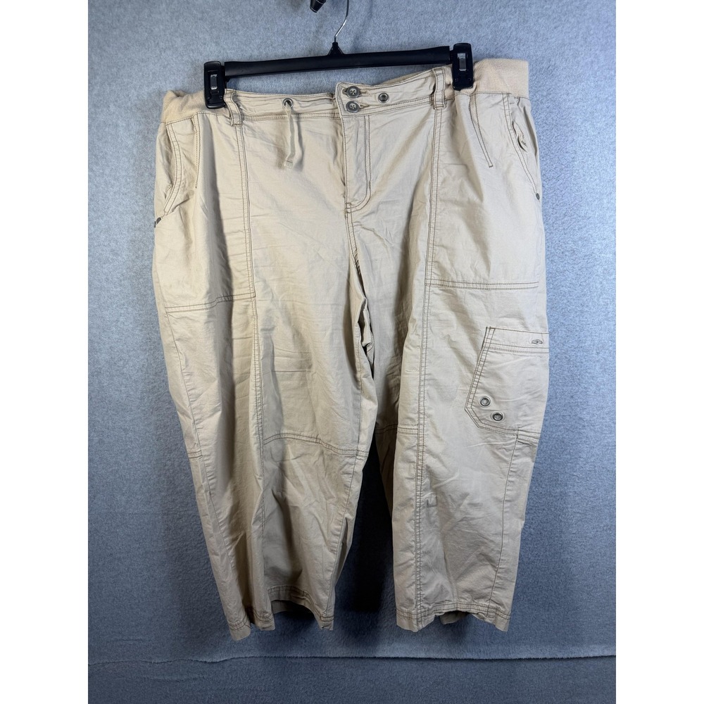 Lane Bryant Pants Womens 20 Beige Capri Stretch Twill Elastic Waist Casual Crop